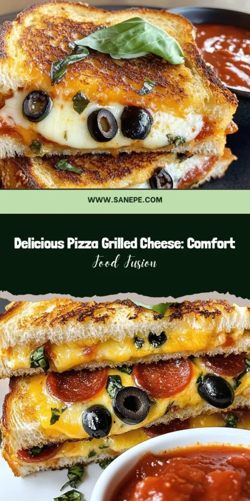 Indulge in the ultimate comfort food with our Pizza Grilled Cheese recipe! This mouthwatering fusion combines gooey melted cheese with savory pizza flavors, creating a crispy, delicious sandwich that's perfect for any time. Discover key ingredients like sourdough, mozzarella, and marinara, plus endless topping options. Whether for lunch, dinner, or a fun family gathering, this Pizza Grilled Cheese is sure to impress! #PizzaGrilledCheese #ComfortFood #RecipeIdeas #Foodie #FoodLovers