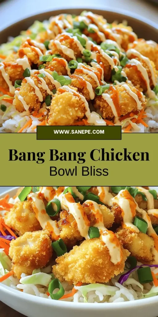 Discover the delicious world of the Bang Bang Chicken Bowl! This enticing recipe features crispy chicken, fresh veggies, and a creamy, spicy sauce that tantalizes your taste buds. Perfect for busy weeknights or impressing guests, this customizable bowl can be tailored to your dietary preferences and seasonal ingredients. Get ready to elevate your culinary skills with our easy, step-by-step guide and explore the mouthwatering flavors of this modern classic. Click to dive into the recipe and start your flavorful journey!