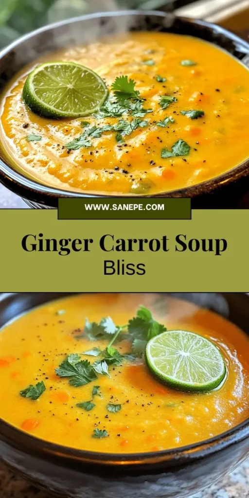 Discover the comforting goodness of Carrot Ginger Bliss Soup, a delightful blend of vibrant flavors and nutritious ingredients. Packed with beta-carotene and anti-inflammatory ginger, this vegan and gluten-free soup is perfect for any season. It's not only easy to make but also ideal for cozy family dinners or meal prep. Click through to explore the full recipe and enjoy a nourishing bowl of comfort today!