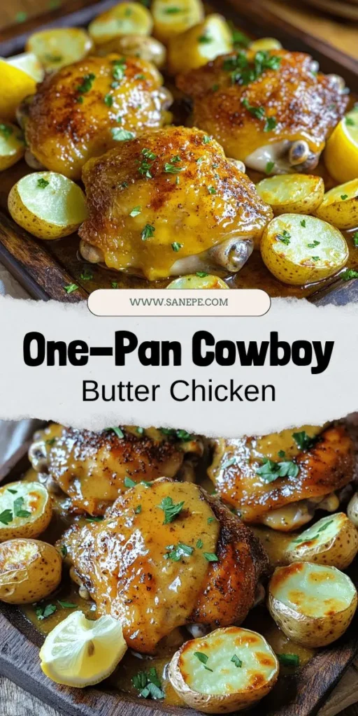 Discover the irresistible flavors of Cowboy Butter Chicken and Potatoes, a one-pan dish that makes dinner easy and delicious. This recipe features juicy chicken thighs and perfectly roasted baby potatoes, all infused with a rich, buttery sauce that elevates every bite. Perfect for busy weeknights or gatherings, this comforting meal will impress your family and friends. Click through to explore mouthwatering recipes and bring this flavorful dish to your table tonight!