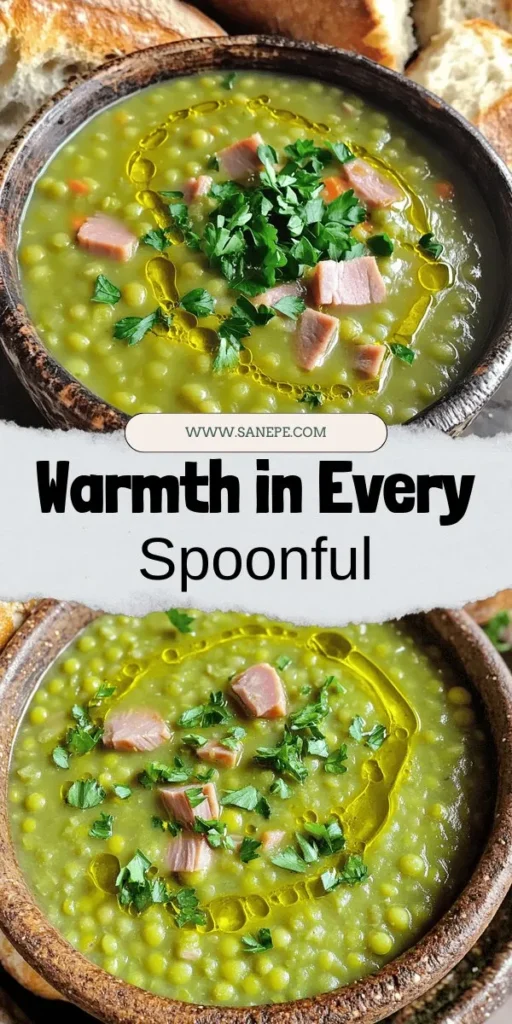 Warm up this winter with a bowl of Hearty Split Pea & Ham Soup! This comforting dish combines tender split peas, savory ham, and fresh vegetables for a meal that's both satisfying and nutritious. Packed with protein and fiber, it's perfect for cozy family dinners or gatherings. Discover the simple steps to create this delicious soup and embrace the flavors of home-cooked comfort. Click to explore the full recipe and bring warmth to your table!