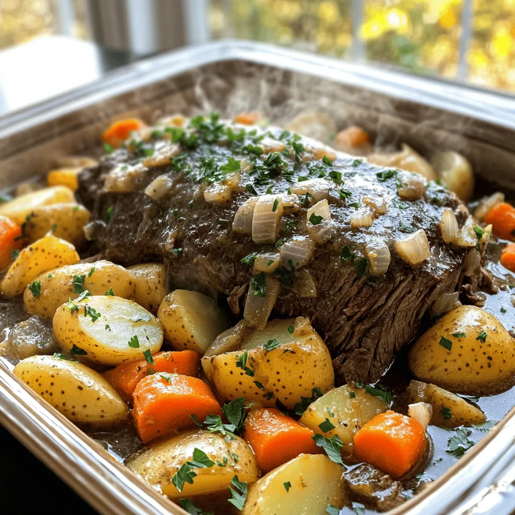 When it comes to comforting meals that evoke warmth and nostalgia, nothing quite compares to a hearty pot roast. This classic dish has been a staple in family kitchens for generations, often appearing on Sunday dinner tables across the country. The aroma of a slowly cooked roast wafting through the home is not just enticing; it creates an atmosphere of togetherness and love. In this article, we will explore the delightful Hearty Herb-Infused Slow Cooker Pot Roast recipe, which combines tender cuts of beef with a medley of herbs, vegetables, and rich flavors that meld beautifully over hours of low and slow cooking.